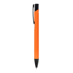 Bolígrafo de aluminio reciclado con clip negro y tinta azul color naranja tercera vista