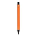 Bolígrafo de aluminio reciclado con clip negro y tinta azul color naranja cuarta vista