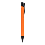 Bolígrafo de aluminio reciclado con clip negro y tinta azul color naranja quinta vista