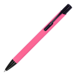 Bolígrafo de aluminio reciclado con clip negro y tinta azul color rosa