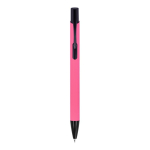 Bolígrafo de aluminio reciclado con clip negro y tinta azul color rosa segunda vista