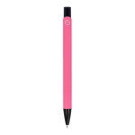 Bolígrafo de aluminio reciclado con clip negro y tinta azul color rosa cuarta vista