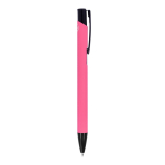 Bolígrafo de aluminio reciclado con clip negro y tinta azul color rosa quinta vista