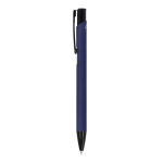 Bolígrafo de aluminio reciclado con clip negro y tinta azul color azul oscuro tercera vista