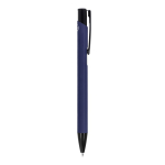 Bolígrafo de aluminio reciclado con clip negro y tinta azul color azul oscuro quinta vista