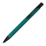 Bolígrafo de aluminio reciclado con clip negro y tinta azul color verde oscuro