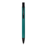 Bolígrafo de aluminio reciclado con clip negro y tinta azul color verde oscuro segunda vista