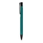 Bolígrafo de aluminio reciclado con clip negro y tinta azul color verde oscuro tercera vista