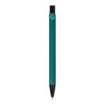 Bolígrafo de aluminio reciclado con clip negro y tinta azul color verde oscuro cuarta vista