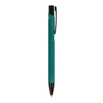 Bolígrafo de aluminio reciclado con clip negro y tinta azul color verde oscuro quinta vista