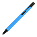 Bolígrafo de aluminio reciclado con clip negro y tinta azul color azul claro
