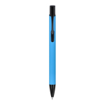 Bolígrafo de aluminio reciclado con clip negro y tinta azul color azul claro segunda vista