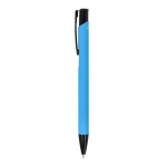Bolígrafo de aluminio reciclado con clip negro y tinta azul color azul claro tercera vista