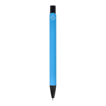 Bolígrafo de aluminio reciclado con clip negro y tinta azul color azul claro cuarta vista