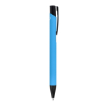 Bolígrafo de aluminio reciclado con clip negro y tinta azul color azul claro quinta vista