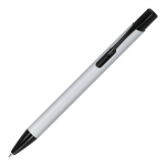 Bolígrafo de aluminio reciclado con clip negro y tinta azul color negro/gris