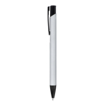 Bolígrafo de aluminio reciclado con clip negro y tinta azul color negro/gris tercera vista