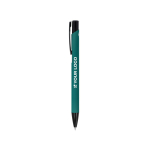 Bolígrafo de aluminio reciclado con clip negro y tinta azul vista principal