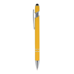 Bolígrafo de aluminio reciclado con clip robusto y tinta azul color amarillo tercera vista