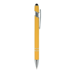 Bolígrafo de aluminio reciclado con clip robusto y tinta azul color amarillo quinta vista