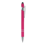 Bolígrafo de aluminio reciclado con clip robusto y tinta azul color rosa quinta vista