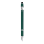 Bolígrafo de aluminio reciclado con clip robusto y tinta azul color verde oscuro cuarta vista