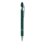 Bolígrafo de aluminio reciclado con clip robusto y tinta azul color verde oscuro quinta vista
