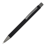 Bolígrafo de aluminio reciclado con tacto suave y tinta azul color negro