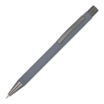 Bolígrafo de aluminio reciclado con tacto suave y tinta azul color gris
