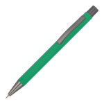 Bolígrafo de aluminio reciclado con tacto suave y tinta azul color verde