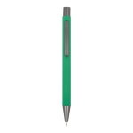 Bolígrafo de aluminio reciclado con tacto suave y tinta azul color verde segunda vista