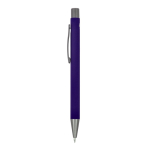 Bolígrafo de aluminio reciclado con tacto suave y tinta azul color violeta tercera vista