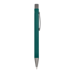 Bolígrafo de aluminio reciclado con tacto suave y tinta azul color verde oscuro quinta vista