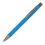 Bolígrafo de aluminio reciclado con tacto suave y tinta azul color azul claro