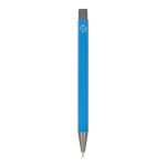 Bolígrafo de aluminio reciclado con tacto suave y tinta azul color azul claro cuarta vista