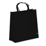 Bolsa de transporte de RPET con fuelle y asas cortas 75g/m² color negro