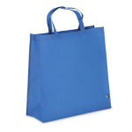 Bolsa de transporte de RPET con fuelle y asas cortas 75g/m² color azul