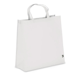 Bolsa de transporte de RPET con fuelle y asas cortas 75g/m² color blanco