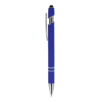 Bolígrafo de aluminio reciclado con clip robusto y tinta negra color azul tercera vista