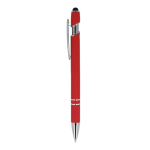 Bolígrafo de aluminio reciclado con clip robusto y tinta negra color rojo tercera vista