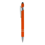 Bolígrafo de aluminio reciclado con clip robusto y tinta negra color naranja tercera vista