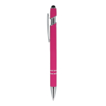 Bolígrafo de aluminio reciclado con clip robusto y tinta negra color rosa tercera vista