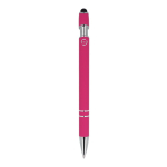 Bolígrafo de aluminio reciclado con clip robusto y tinta negra color rosa cuarta vista