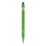 Bolígrafo de aluminio reciclado con clip robusto y tinta negra color verde lima cuarta vista