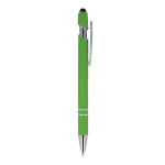 Bolígrafo de aluminio reciclado con clip robusto y tinta negra color verde lima quinta vista