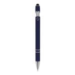 Bolígrafo de aluminio reciclado con clip robusto y tinta negra color azul oscuro cuarta vista