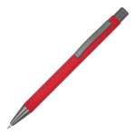 Bolígrafo de aluminio con tacto suave, cuerpo esbelto y tinta negra color rojo