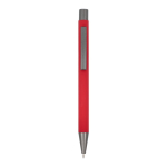 Bolígrafo de aluminio con tacto suave, cuerpo esbelto y tinta negra color rojo segunda vista