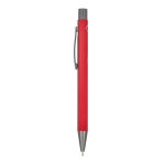 Bolígrafo de aluminio con tacto suave, cuerpo esbelto y tinta negra color rojo tercera vista