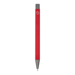 Bolígrafo de aluminio con tacto suave, cuerpo esbelto y tinta negra color rojo cuarta vista